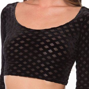 (SOLD)Blackmilk black Dimond Burnt velvet crop